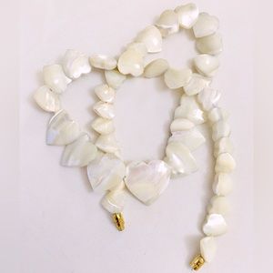 Gorgeous Hand Carved Handmade Mother Of Pearl Heart Necklace